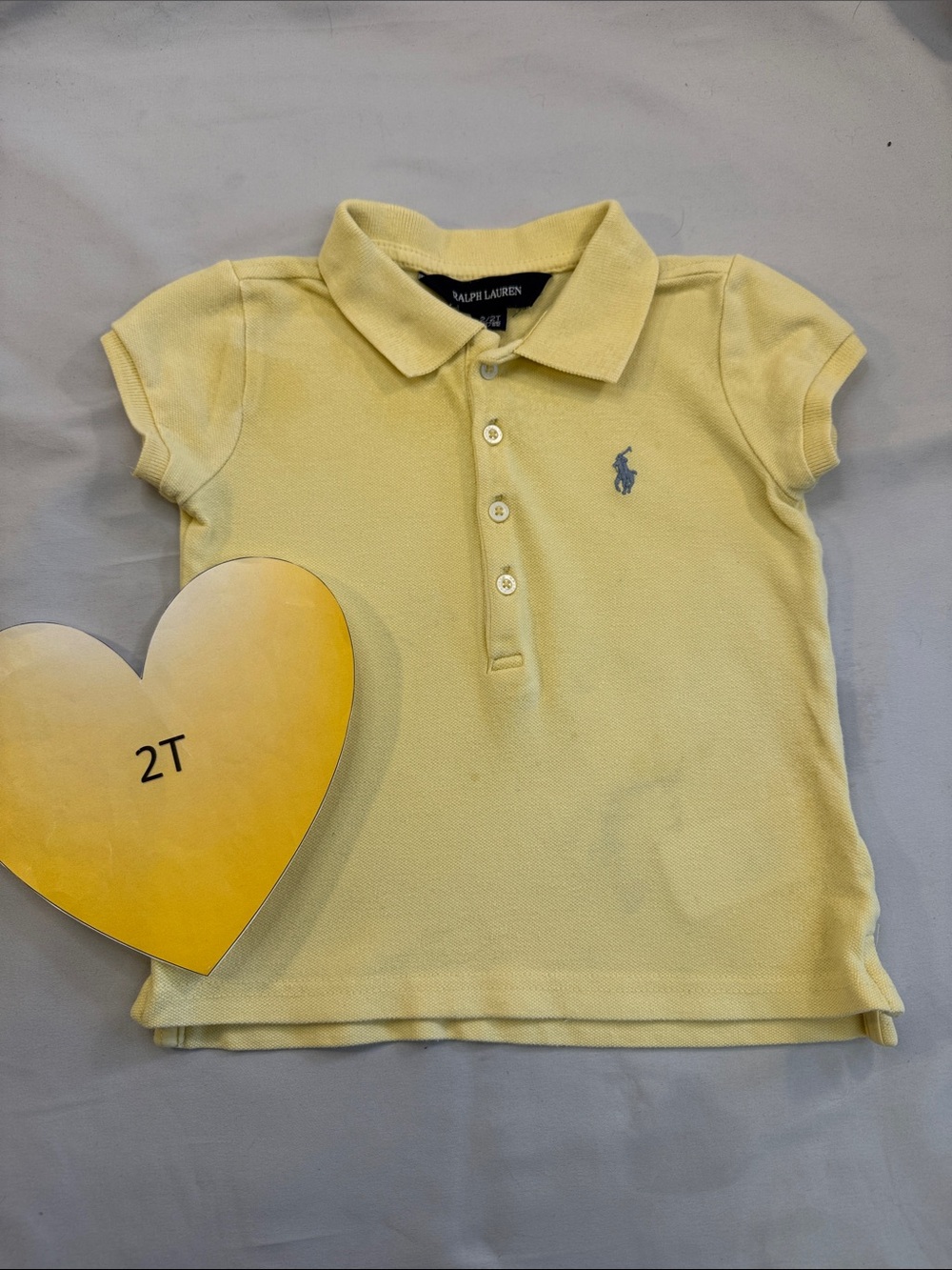 Ralph Lauren Light Yellow Polo Shirt with Blue Pony - Kids